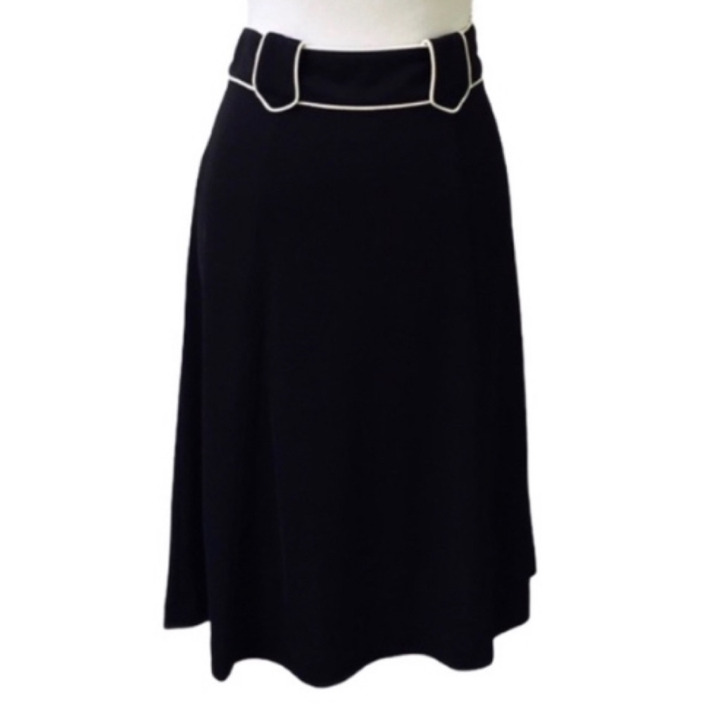 Tommy Hilfiger Fit And Flare Black Skirt Size 6 White Trim Classic Preppy